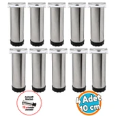 (10 ADET) Dolap Ayarlanabilir Mobilya Kanepe Baza Koltuk Metal Destek Yükseltici Ayağı 10 Cm Krom thumbnail 1