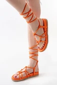 Orange Bilekten Bağcıklı Kadın Sandalet - 2