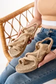 Bej Hasır Kadın Sandalet thumbnail 2