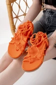 Orange Bilekten Bağcıklı Kadın Sandalet - 3