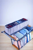 11 Bölmeli Puantiyeli Mavi Beyaz Çekmece ve Dolap İçi Akordiyon Organizer Small - 1