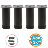 Mobilya Kanepe Baza Koltuk Metal Dolap Yükseltici Destek Ayağı Ayarlanabilir Siyah Ayak 10 cm 4 Adet thumbnail 1