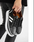 Erkek Siyah Cilt Günlük Rahat Dikişli Hafif Poli Taban Yürüyüş Garantili Spor Ayakkabı MATIAS-7108 thumbnail 3