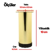 Mobilya Kanepe Sehpa TV Ünitesi Koltuk Ayağı Ayarlanabilir 10 cm Gold Altın Metal Baza Ayak 4 Adet - 3