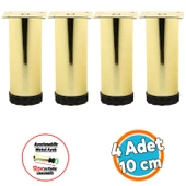 Mobilya Kanepe Sehpa TV Ünitesi Koltuk Ayağı Ayarlanabilir 10 cm Gold Altın Metal Baza Ayak 4 Adet - 1