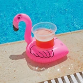 10 lu Set Pembe Flamingo Şişme Bardak Simidi İçecek Tutacağı - 5