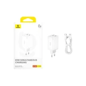 Baseus GaN6 Pro 65 W Beyaz Type-C Kablolu Hızlı Şarj Aleti - 6
