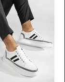 Erkek Beyaz Cilt Günlük Rahat Dikişli Hafif Poli Taban Yürüyüş Garantili Spor Ayakkabı MATIAS-7108 thumbnail 2