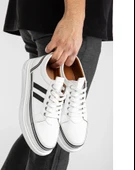 Erkek Beyaz Cilt Günlük Rahat Dikişli Hafif Poli Taban Yürüyüş Garantili Spor Ayakkabı MATIAS-7108 thumbnail 3