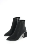 Siyah Fermuarlı Topuklu Kadın Günlük Bot - 3