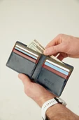 Eldridge Erkek Siyah(Plus Color) Deri İnce Tasarım Çok Bölmeli  Rfid Korumalı Cüzdan - 6