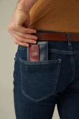 Rigby Hakiki Deri Lacivert- Bordo Erkek Cep Tasarım Çok Bölmeli Rfid Korumalı Cüzdan - 5