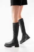 Siyah Fermuarlı Günlük Kadın Çizme - 1