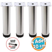 Mobilya Kanepe Baza Koltuk Dolap Metal Yükseltici Destek Ayağı Ayarlanabilir Krom Ayak 20 cm 4 Adet - 1