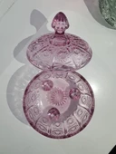 Elmas Kesim Desenli Kapaklı Cam Şekerlik – Mor Renk - 7