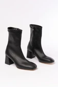 Siyah Streç Topuklu Fermuarlı Günlük Kadın Bot thumbnail 4