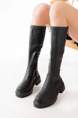 Siyah Fermuarlı Günlük Kadın Çizme - 3