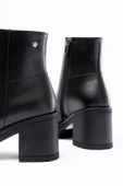 Siyah Fermuarlı Kalın Topuklu Günlük Kadın Bot - 4