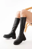 Siyah Fermuarlı Günlük Kadın Çizme - 2