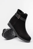 Siyah Süet Toka Aksesuarlı Fermuarlı Günlük Kadın Bot thumbnail 4