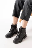 Siyah Galata Bağcıklı Fermuarlı Günlük Kadın Bot - 2