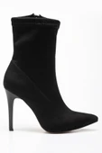 Siyah Süet Yüksek İnce Topuklu Fermuarlı Kadın Bot thumbnail 6