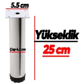 Mobilya Kanepe Baza Koltuk Metal Yükseltici Destek Ayağı Ayarlanabilir Krom Ayak 25 cm 4 Adet thumbnail 2