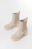 Bej Lastikli Fermuarlı Kalın Topuklu Günlük Kadın Bot thumbnail 4