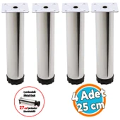 Mobilya Kanepe Baza Koltuk Metal Yükseltici Destek Ayağı Ayarlanabilir Krom Ayak 25 cm 4 Adet thumbnail 1