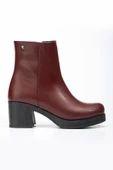 Bordo Fermuarlı Kalın Topuklu Günlük Kadın Bot thumbnail 4