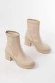 Bej Günlük Kalın Topuklu Kadın Bot thumbnail 3