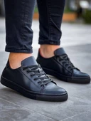 Tb-122  Terzi Bey Siyah Cilt Siyah Yüksek Taban Bağcıklı Günlük Erkek Ayakkabı thumbnail 3