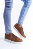 Tb166 Prestige Bağcıklı Cilt Kapitone Desenli Erkek Günlük Sneaker Ayakkabı Cbt - Taba - 1