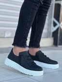 Tb-x502  Terzi Bey Siyah Cilt Yüksek Beyaz Taban Bağcık Detaylı Lastikli Günlük Erkek Ayakkabı thumbnail 1