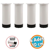 Mobilya Kanepe Baza Koltuk Dolap Metal Yükseltici Destek Ayağı Ayarlanabilir Beyaz Ayak 10 cm 4 Adet thumbnail 1