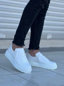 Tb-x502  Terzi Bey Beyaz Cilt Yüksek Beyaz Taban Bağcık Detaylı Lastikli Günlük Erkek Ayakkabı - 4