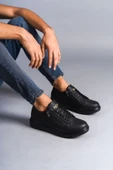 Tb155 Warrior Bağcıklı Ve Fermuarlı Cilt Erkek Günlük Sneaker Ayakkabı Cst - Siyah - 1