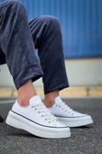 Tb-cx-3 Terzi Bey Kısa Beyaz Keten Beyaz Yüksek Taban Spor Ayakkabı thumbnail 2