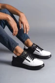 Tb155 Warrior Bağcıklı Ve Fermuarlı Cilt Erkek Günlük Sneaker Ayakkabı Cst - Siyah/beyaz - 1