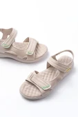 DM-363 Bej Baret Cırtlı Dikişli Günlük Kadın Sandalet - 4