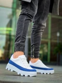 Tb-056 Terzi Bey Beyaz Mavi Detaylı Beyaz Yüksek Taban Günlük Spor Ayakkabı - 3