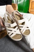 Albishoes Kadın Hafif Topuk 4,5 Cm Yumuşak Rahat Anatomik Taban Günlük Kadın Sandalet Anne Sandalet - 3