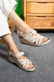 Albishoes Kadın Hafif Topuk 4,5 Cm Yumuşak Rahat Anatomik Taban Günlük Kadın Sandalet Anne Sandalet - 1