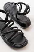 841-841 Siyah Lastikli Günlük Kadın Sandalet - 3