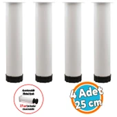 Mobilya Kanepe Baza Koltuk Metal Destek Ayağı Yükseltici Ayarlanabilir Beyaz Ayak 25 cm 4 Adet thumbnail 1