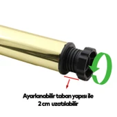 Mobilya Kanepe Sehpa TV Ünitesi Koltuk Ayağı Ayarlanabilir 20 cm Gold Altın Metal Baza Ayak 4 Adet - 3