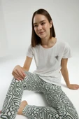Arnetta 3303 Kadın Bisiklet Yaka Desenli Kısa Kol Pijama Takım - 7