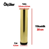 Mobilya Kanepe Sehpa TV Ünitesi Koltuk Ayağı Ayarlanabilir 20 cm Gold Altın Metal Baza Ayak 4 Adet - 2