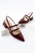 Albishoes Kadın Kare Topuklu 5 Cm Rugan Arkası Açık Sivri Burun Ayakkabı Alçak Topuk Kadın Ayakkabı - 4