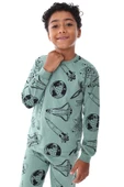 Gezegen Desenli %100 Pamuk Lacivert Çocuk Pijama Takımı - 21